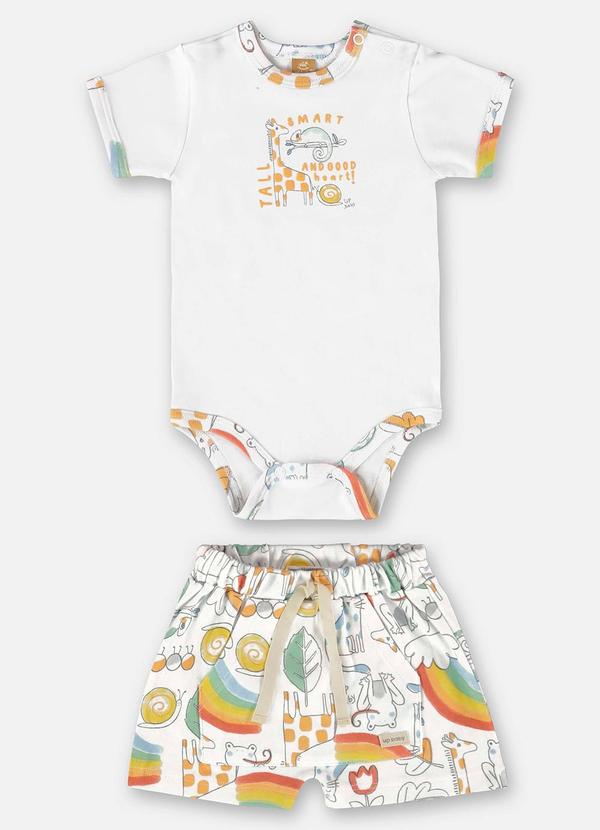 Up Baby - Conjunto Unissex Bebê Body e Short Branco