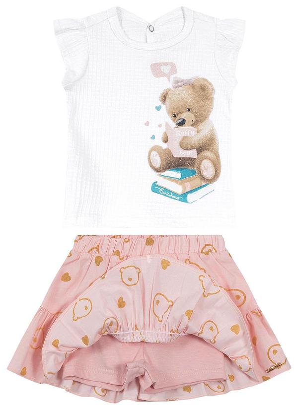 Carinhoso - Conjunto Ursinhos com Glitter Menina Branco