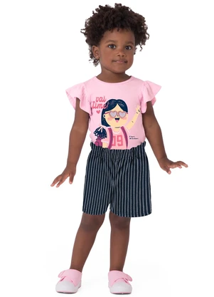 Malwee Kids - Conjunto Vai Time com Bordado Rosa Claro - MALWEE KIDS