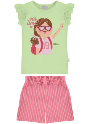 Malwee Kids - Conjunto Vai Time com Bordado Verde Claro - MALWEE KIDS