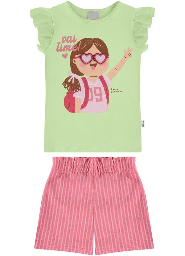 Malwee Kids - Conjunto Vai Time com Bordado Verde Claro