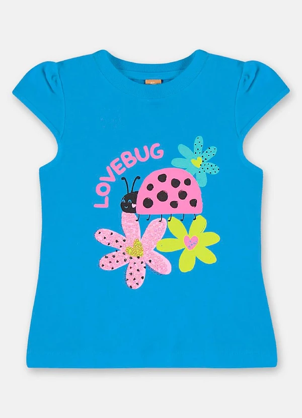 Up Baby - Conjunto Verão Blusa e Saia Florida Azul 3