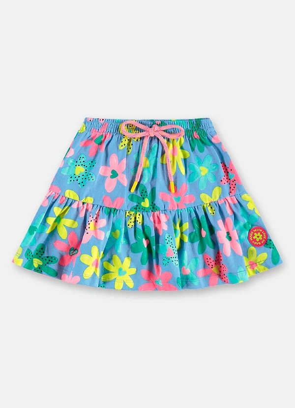 Up Baby - Conjunto Verão Blusa e Saia Florida Azul 4