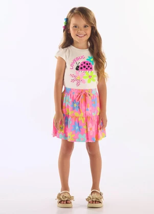 Up Baby - Conjunto Verão Blusa e Saia Florida Branco - UP BABY
