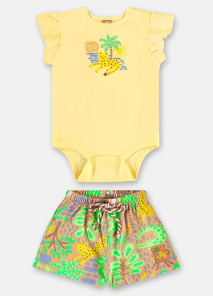 Up Baby - Conjunto Verão Body Short Amarelo - UP BABY