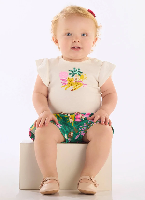 Up Baby - Conjunto Verão Body Short Up Baby Branco
