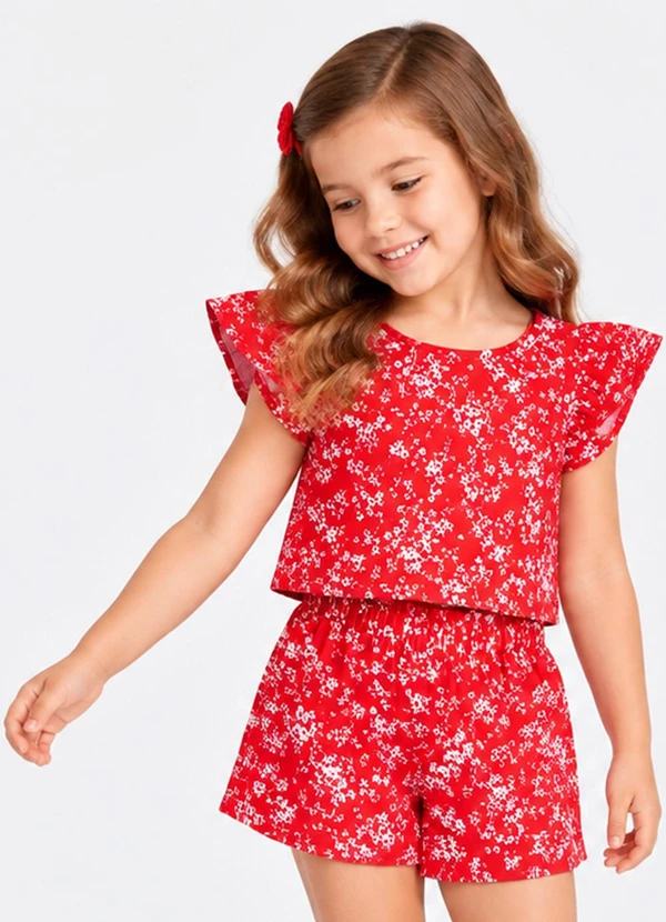 Trick Nick - Conjunto Verão Infantil Feminino Vermelho