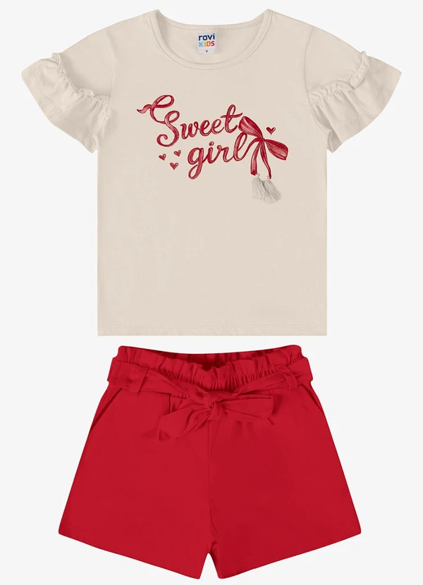 Rovi Kids - Conjunto Verão Menina com Bolso Bege