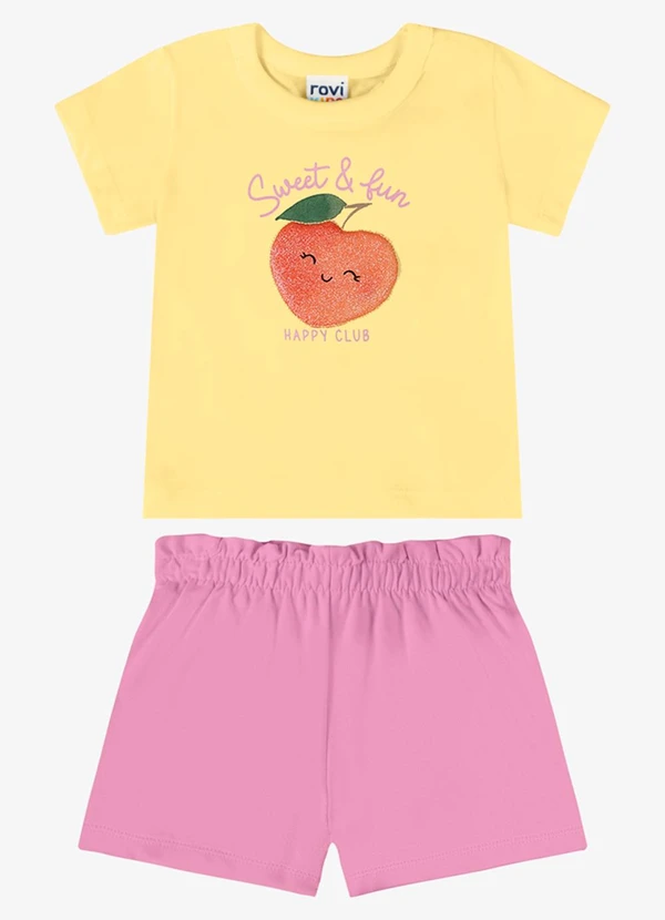 Rovi Kids - Conjunto Verão Menina com Bordado Amarelo