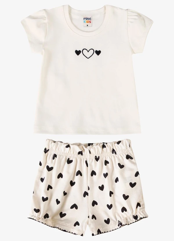 Rovi Kids - Conjunto Verão Menina com Bordado Bege