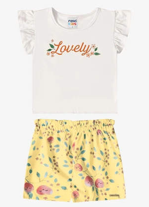 Rovi Kids - Conjunto Verão Menina com Foil Bege - ROVI KIDS