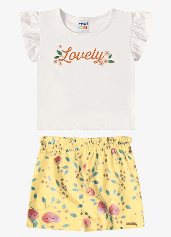 Rovi Kids - Conjunto Verão Menina com Foil Bege