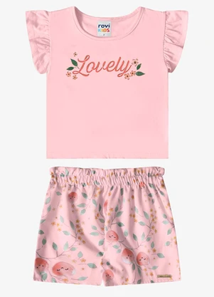Rovi Kids - Conjunto Verão Menina com Foil Rosa - ROVI KIDS