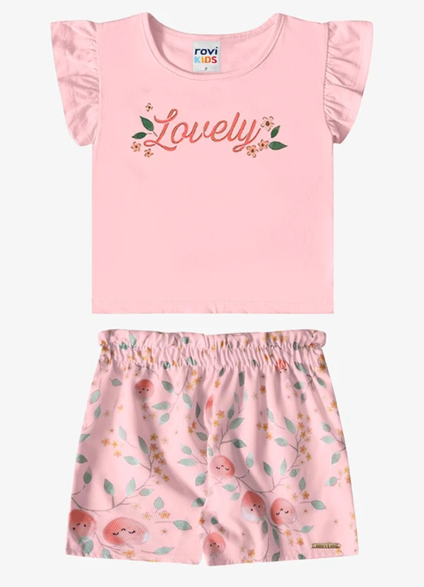 Rovi Kids - Conjunto Verão Menina com Foil Rosa