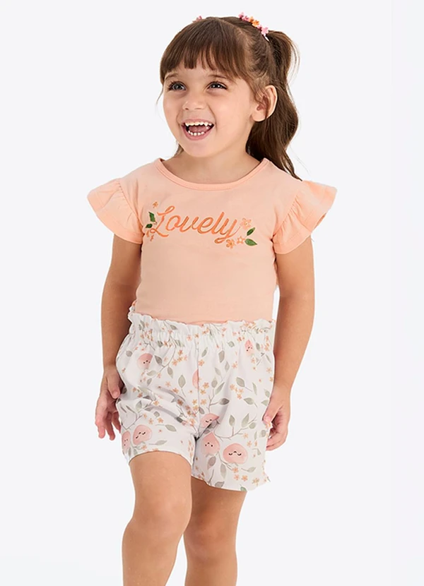 Rovi Kids - Conjunto Verão Menina com Foil Rosa