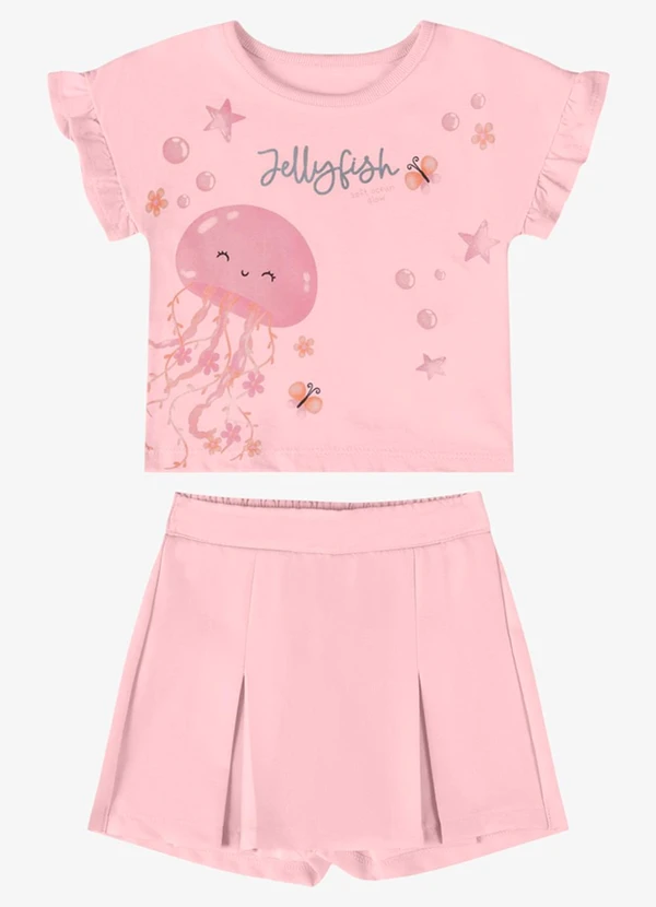Rovi Kids - Conjunto Verão Menina com Foil Rosa