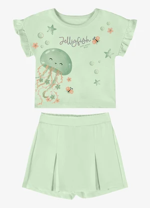 Rovi Kids - Conjunto Verão Menina com Foil Verde - ROVI KIDS