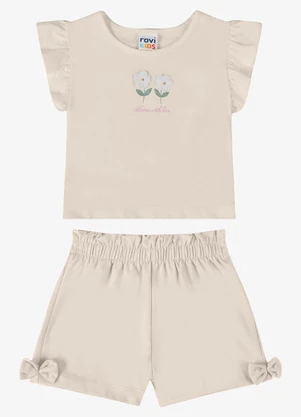 Rovi Kids - Conjunto Verão Menina com Glitter Bege - ROVI KIDS