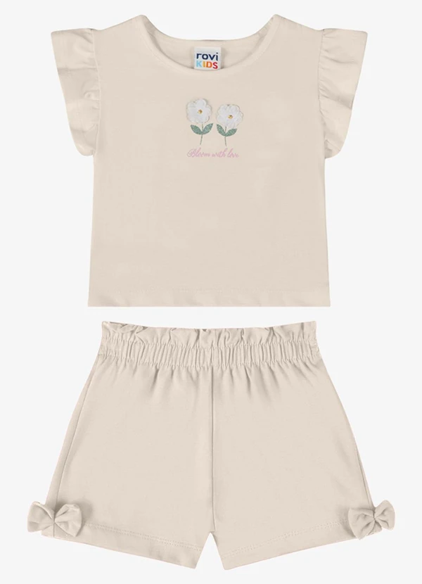 Rovi Kids - Conjunto Verão Menina com Glitter Bege