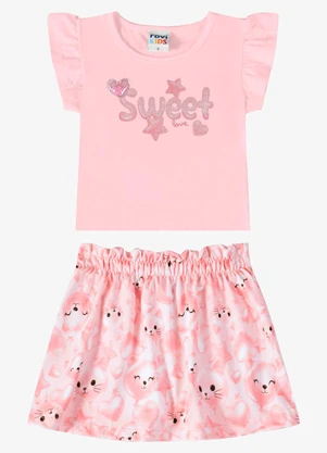 Rovi Kids - Conjunto Verão Menina com Glitter Rosa - ROVI KIDS