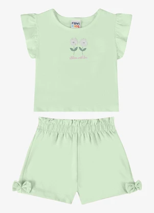 Rovi Kids - Conjunto Verão Menina com Glitter Verde - ROVI KIDS