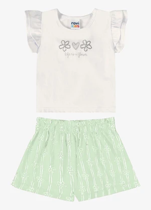 Rovi Kids - Conjunto Verão Menina com Lantejoulas Bege - ROVI KIDS