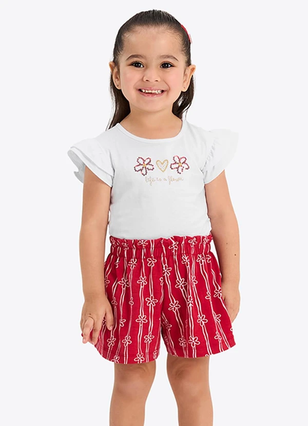 Rovi Kids - Conjunto Verão Menina com Lantejoulas Branco