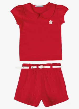 Trick Nick - Conjunto Verão Menina com Plaquinha Vermelho - TRICK NICK