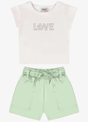 Rovi Kids - Conjunto Verão Menina com Strass Bege - ROVI KIDS