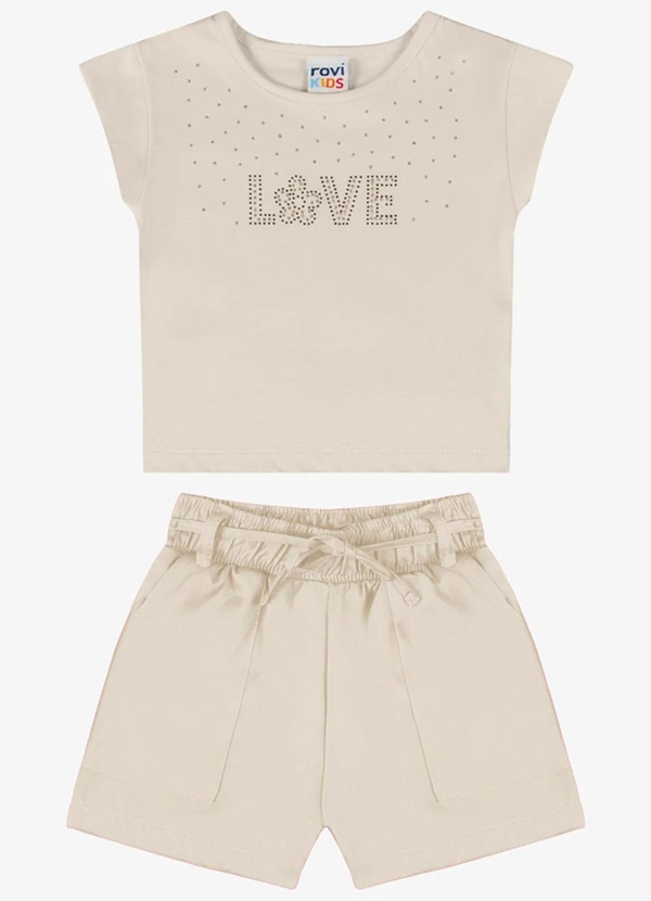 Rovi Kids - Conjunto Verão Menina com Strass Bege
