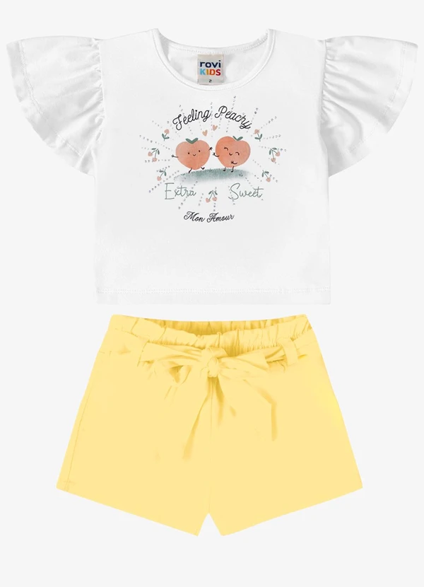 Rovi Kids - Conjunto Verão Menina com Strass Branco