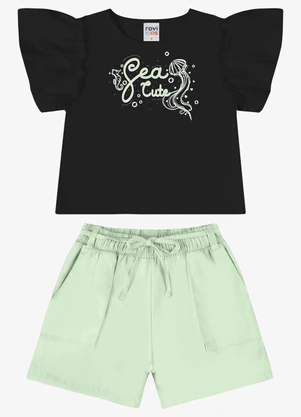 Rovi Kids - Conjunto Verão Menina com Strass Preto - ROVI KIDS
