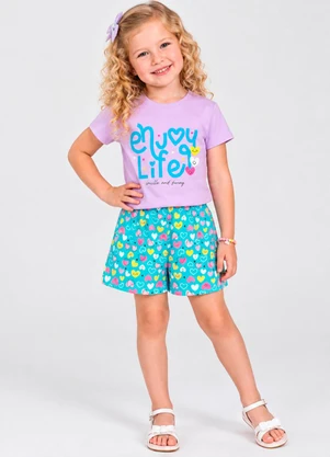 Rovitex - Conjunto Verão Menina Cotton Estampado Roxo - ROVITEX