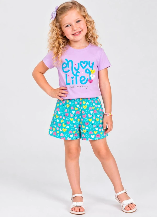 Rovitex - Conjunto Verão Menina Cotton Estampado Roxo