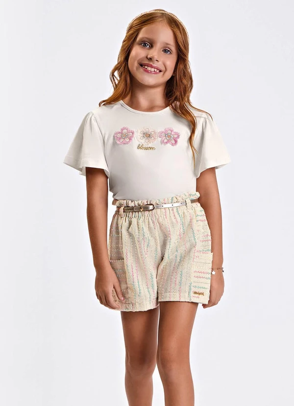 Trick Nick - Conjunto Verão Menina Curto com Bolso Bege
