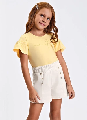 Trick Nick - Conjunto Verão Menina Curto com Botão Amarelo - TRICK NICK