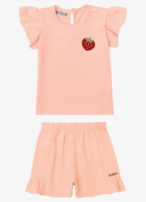 Trick Nick - Conjunto Verão Menina Curto com Patch Rosa - TRICK NICK