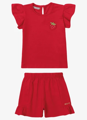 Trick Nick - Conjunto Verão Menina Curto com Patch Vermelho - TRICK NICK