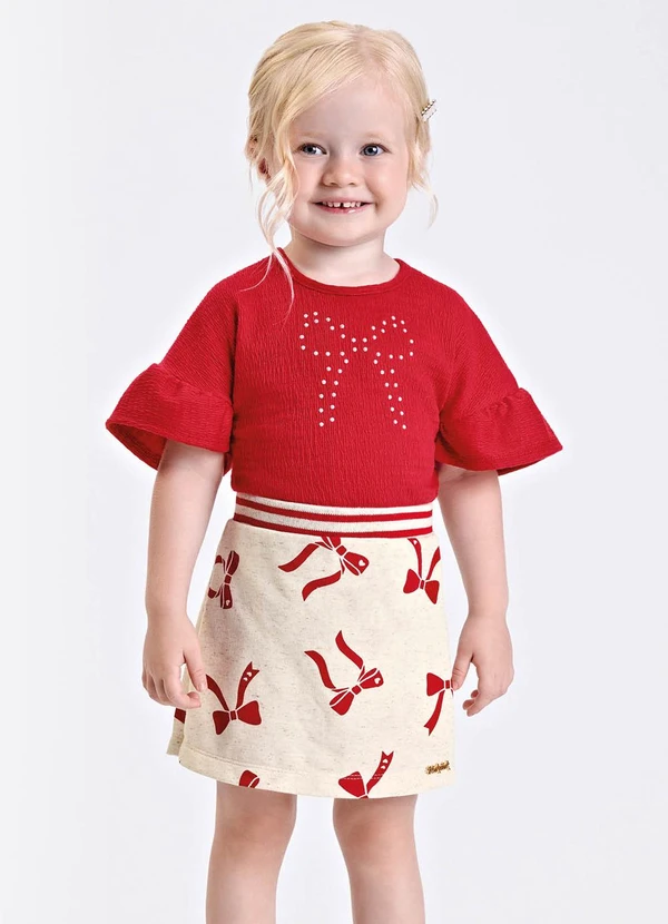 Trick Nick - Conjunto Verão Menina Curto Estampado Bege