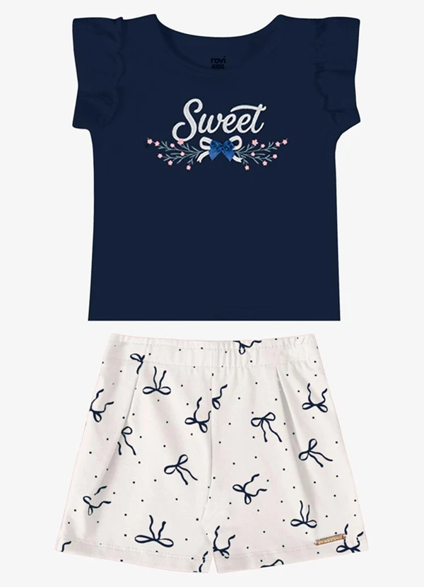 Rovi Kids - Conjunto Verão Menina Estampa Glitter Azul