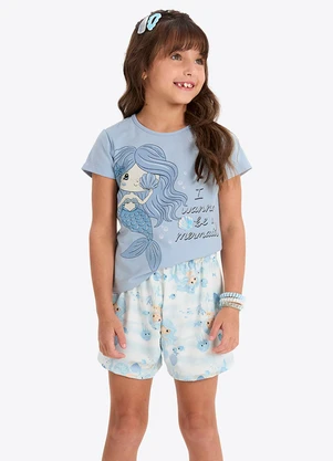 Rovi Kids - Conjunto Verão Menina Estampa Glitter Azul - ROVI KIDS