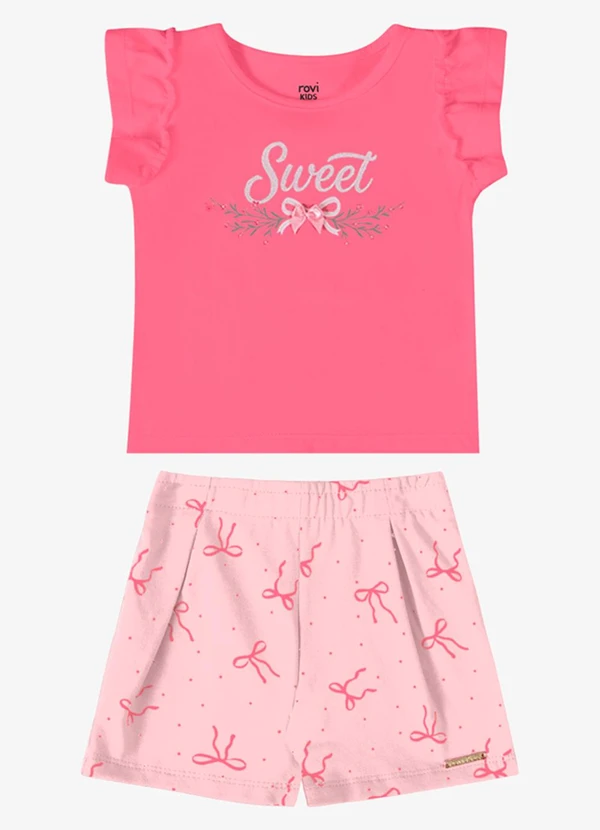 Rovi Kids - Conjunto Verão Menina Estampa Glitter Rosa