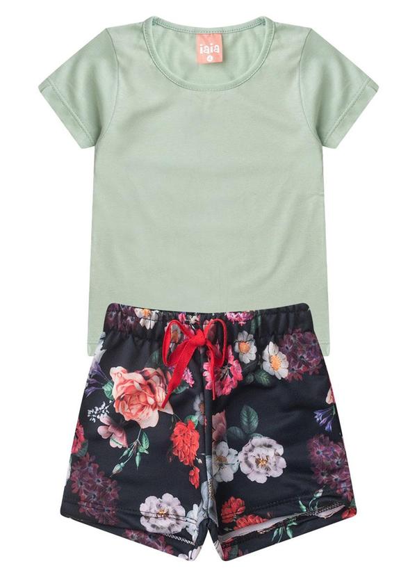 Rosa Azul - Conjunto  Verão Menina Flores Iaia Verde Mint