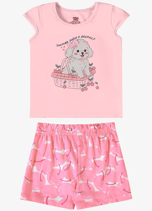 Rovi Kids - Conjunto Verão Menina Laço Decorativo Rosa