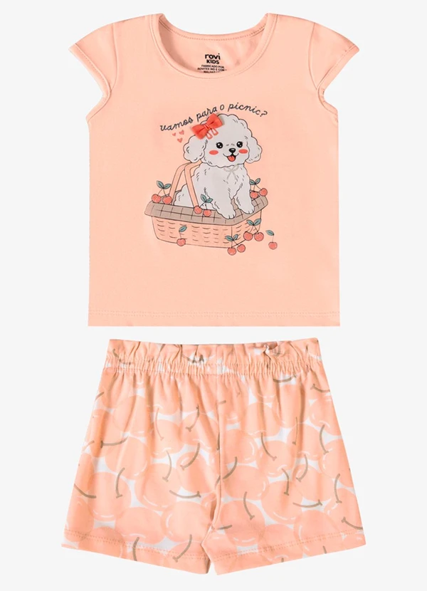 Rovi Kids - Conjunto Verão Menina Laço Decorativo Rosa