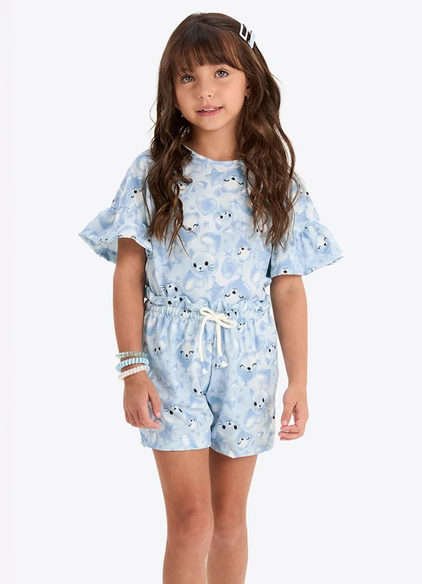 Rovi Kids - Conjunto Verão Menina Manga Borboleta Azul
