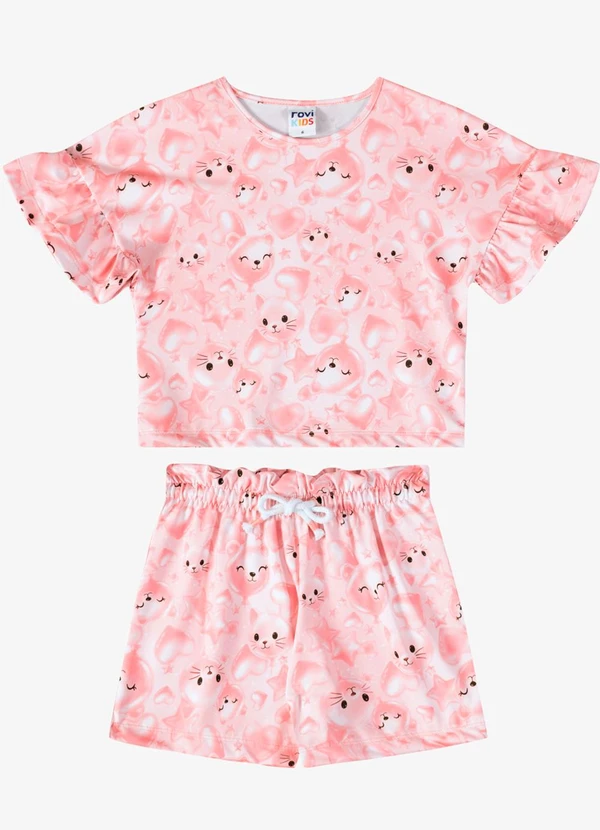 Rovi Kids - Conjunto Verão Menina Manga Borboleta Rosa
