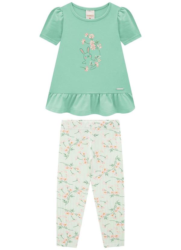 Carinhoso - Conjunto Verde Água Coelhinho em Cotton Menina