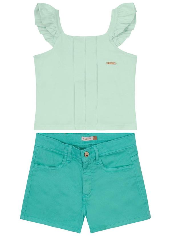 Carinhoso - Conjunto Verde Água Comfort com Bordado Menina