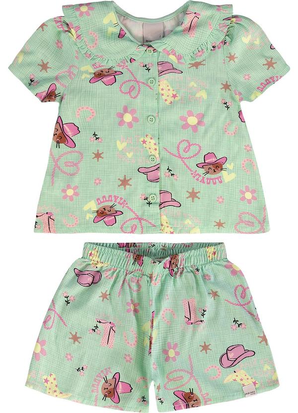 Malwee Kids - Conjunto Verde Água Country Evasê